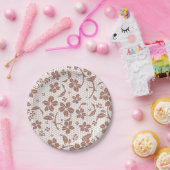 Assiettes En Carton Round plate with a brown floral pattern (Fête)