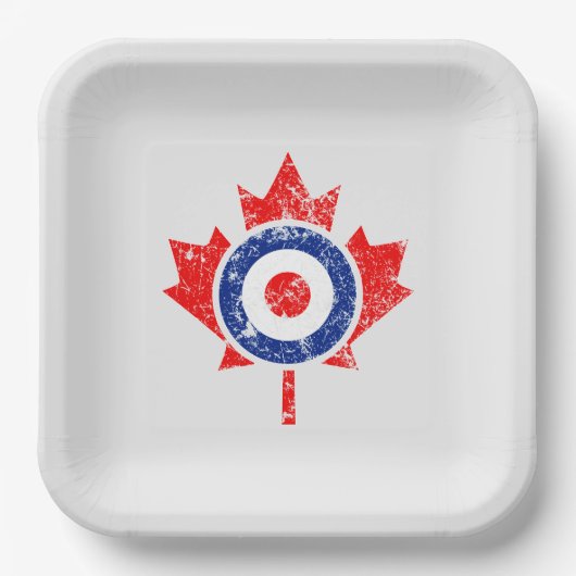 Assiettes En Carton Roundel Feuille d'érable canadien Grunge Mod CANAD (Recto)