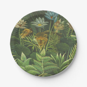 Assiettes En Carton Rousseau Tropical Jungle Lion Peinture