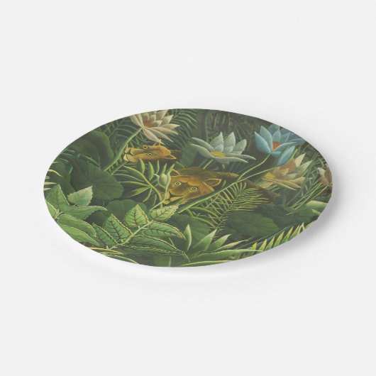 Assiettes En Carton Rousseau Tropical Jungle Lion Peinture (Angle)
