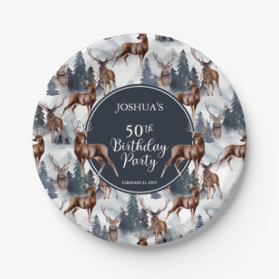 Assiettes En Carton Roustique Woodsy Deer   Forêt 50e fête d'anniver