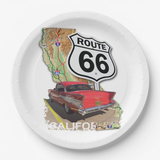 Assiettes En Carton Route 66 (Devant)