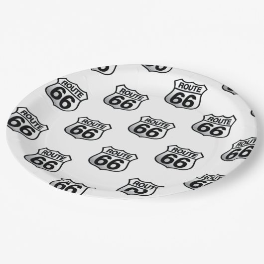 Assiettes En Carton Route 66 plaque en papier petit panneau. (Angle)
