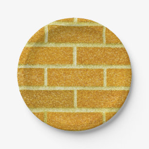 Assiettes En Carton Route de briques jaunes Fête d'anniversaire paille