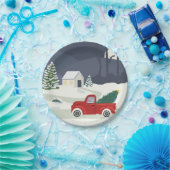 Assiettes En Carton Route d'hiver Camion rouge Noël (Fête)