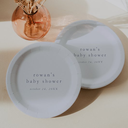 Assiettes En Carton ROWAN Boy Blue Boho Moderne Simple Bébé Douche