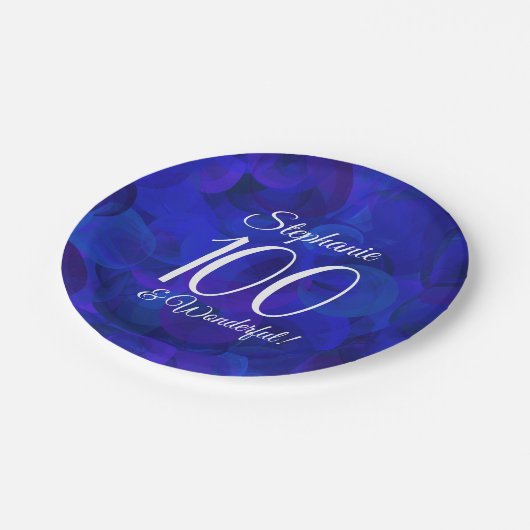 Assiettes En Carton Royal Blue 100 et merveilleuse fête d'anniversaire (Angle)