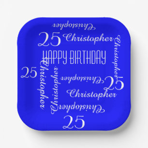 Assiettes En Carton Royal Blue 25th Birthday Party Liste des noms