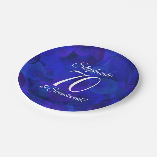 Assiettes En Carton Royal Blue 70 et fête d'anniversaire sensationnell (Angle)