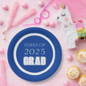 Assiettes En Carton Royal Blue and White School Colours Graduation (Fête)