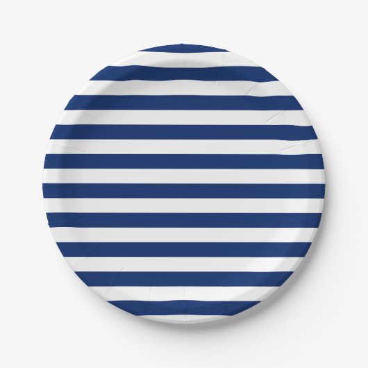 Assiettes En Carton Royal Blue and White Stripes (Devant)