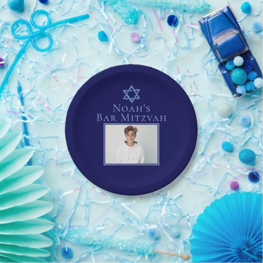 Assiettes En Carton Royal Blue Bar Mitzvah Photo Star du David Party (Fête)
