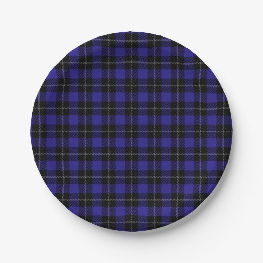 Assiettes En Carton Royal Blue Black Plaid (Devant)