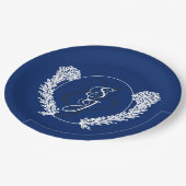 Assiettes En Carton Royal Blue Classic Monogram Mariage (Angle)