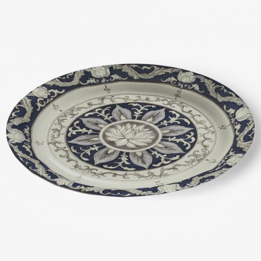 Assiettes En Carton Royal Blue fleur sauvage Floral Mariage en céramiq (Angle)