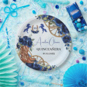 Assiettes En Carton Royal Blue Floral Wild West Charro Quinceañera XV (Fête)