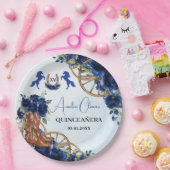 Assiettes En Carton Royal Blue Floral Wild West Charro Quinceañera XV (Fête)