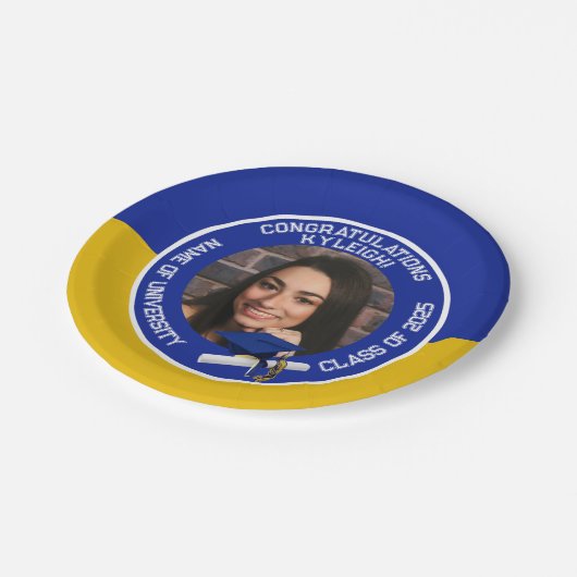 Assiettes En Carton Royal Blue & Gold Casquette & Diplôme photo (Angle)