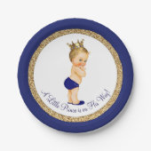 Assiettes En Carton Royal Blue Gold Prince Baby shower (Devant)