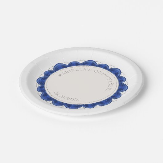 Assiettes En Carton Royal Blue Quinceanera (Angle)