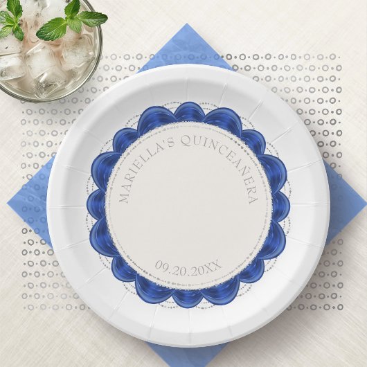 Assiettes En Carton Royal Blue Quinceanera