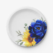 Assiettes En Carton Royal Blue Rustic Tournesol Moderne Floral Mariage (Devant)