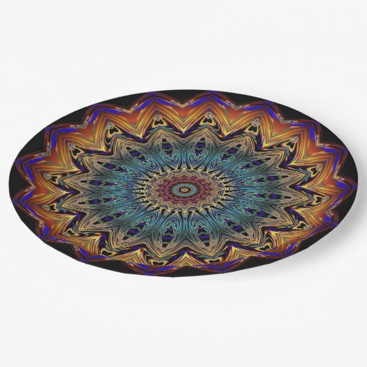 Assiettes En Carton Royal Mandala (Angle)