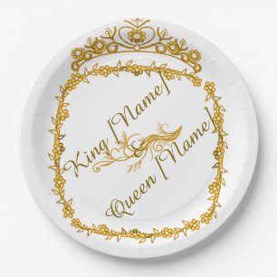 Assiettes En Carton Royal or roi & Queen élargissement plaque de papie