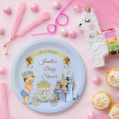 Assiettes En Carton Royal Prince Castle Carriage Blue Gold Boy (Fête)