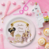 Assiettes En Carton Royal Princess Castle Carriage Rose Gold Girl (Fête)