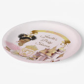 Assiettes En Carton Royal Princess Castle Carriage Rose Gold Girl (Angle)