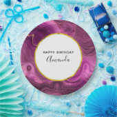 Assiettes En Carton Royal Purple And Gold Agate Anniversaire Abstrait (Fête)