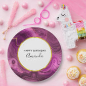 Assiettes En Carton Royal Purple And Gold Agate Anniversaire Abstrait (Fête)