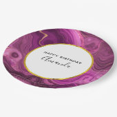 Assiettes En Carton Royal Purple And Gold Agate Anniversaire Abstrait (Angle)