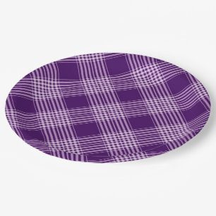 Assiettes En Carton Royal Purple Et Blanc Plaid