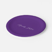 Assiettes En Carton Royal Purple Plain Élégante Calligraphie minimalis (Angle)