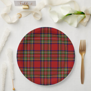 Assiettes En Carton Royal Stewart Tartan Plaid Symétrie Motif 