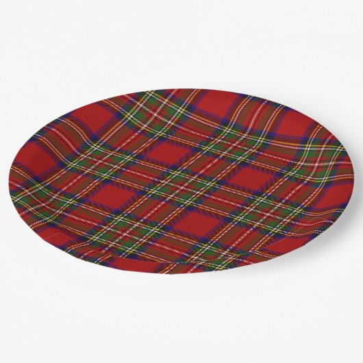 Assiettes En Carton Royal Stewart Tartan Plaid Symétrie Motif  (Angle)
