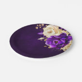 Assiettes En Carton Royal violet violet or Floral Mariage botanique (Angle)