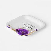 Assiettes En Carton Royal violet violet or Floral Mariage botanique (Angulaire)