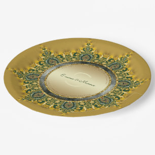 Assiettes En Carton Royale Tribe Geo-Mandala Mariage