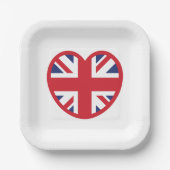 Assiettes En Carton Royaume-Uni Union Jack Flag Heart (Recto)