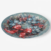 Assiettes En Carton Ruban bleu et rouge à couronne brillante (Angle)