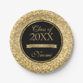 Assiettes En Carton Ruban d'or sur la Parties scintillant (Devant)