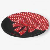 Assiettes En Carton Ruban Pois noir, rouge et blanc (Angle)