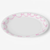Assiettes En Carton Ruban Preppy Grandmillennial Pink Bows (Angle)