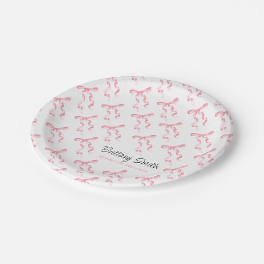 Assiettes En Carton Ruban Rose (Angle)