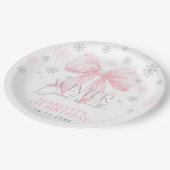 Assiettes En Carton Ruban rose Bow Silver Winter Onederland Anniversai (Angle)
