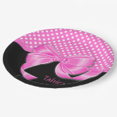 Assiettes En Carton Ruban rose et Pois (Angle)