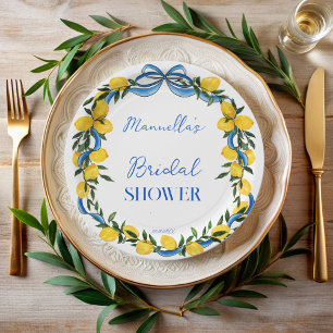 Assiettes En Carton Rubans à nœud bleu en citrons douche de mariage mo